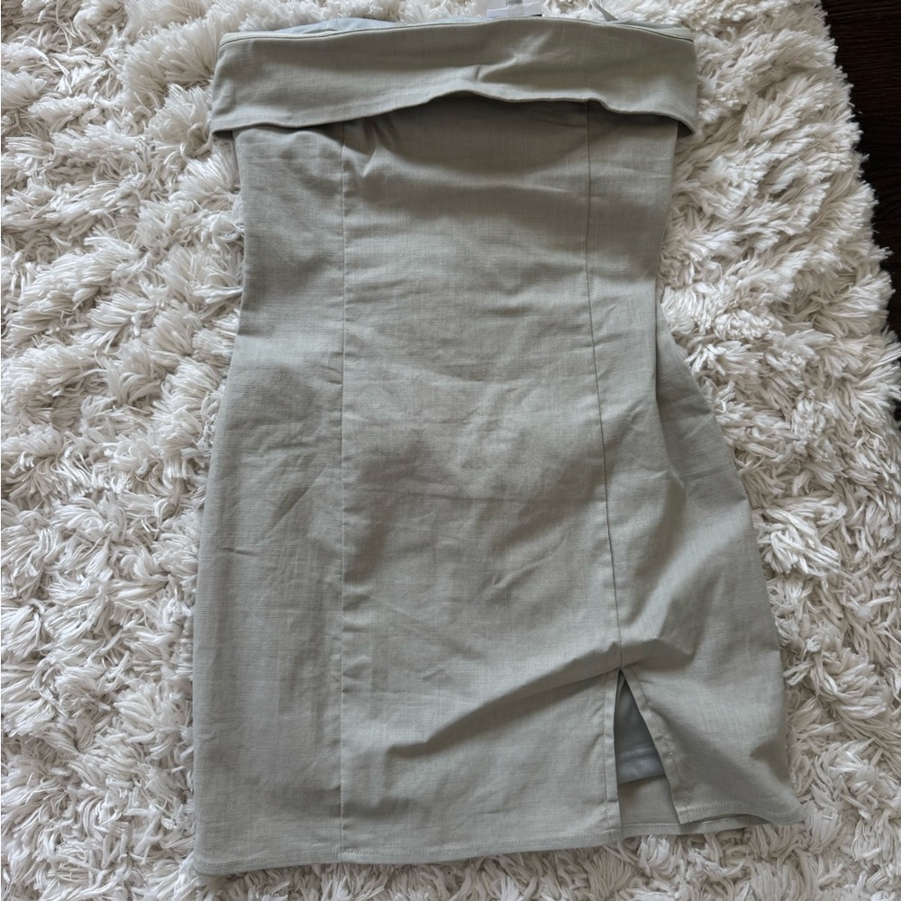 Summer Linen Off-Shoulder Gray Dress